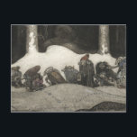 Cartão Postal De Festividades John Bauer - na noite de Natal<br><div class="desc">Na noite de Natal por John Bauer,  1913. Tinta e aguarela.</div>