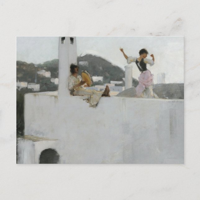 Cartão Postal De Festividades John Singer Sargent - Capri Girl On A Rooftop (Frente)