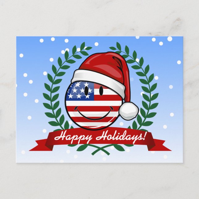 Cartão Postal De Festividades Jolly American Flag Christmas Style (Frente)