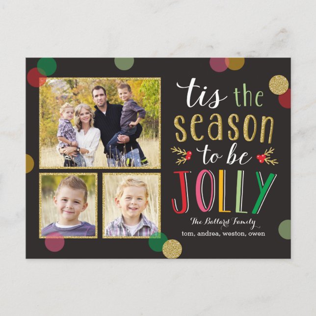 Cartão Postal De Festividades Jolly Season Holiday Photo Card Postcard (Frente)
