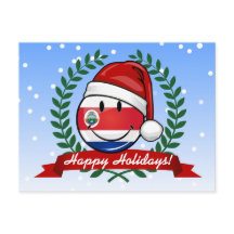 Jolly Smiling Christmas Costa Rican Flag