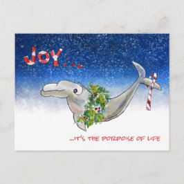 Cartão Postal De Festividades Joy Christmas Dolphin Porpoise of Life Stars