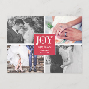 Cartão Postal De Festividades Joy   Colagem de Fotos de Casamento   Feriados fel