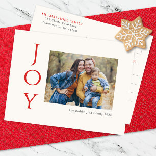 Cartão Postal De Festividades Joy de Foto Minimalista