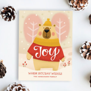 Cartão Postal De Festividades Joy   Feriado de Natal do Urso Bonito de inverno