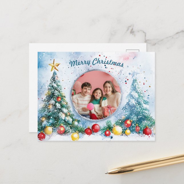 Cartão Postal De Festividades 🎄 Joy Fosco personalizável (Frente/Verso In Situ)