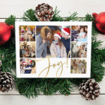 Cartão Postal De Festividades Joy Modern Photo Collage<br><div class="desc">Colagem de fotos moderna Cartão postal de Natal com 7 fotos,  Joy escrito à mão em cor dourada. Personalize ainda mais com sua mensagem no verso.</div>