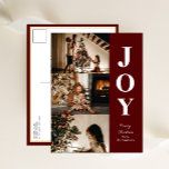 Cartão Postal De Festividades Joy Modern Red Christmas 3 Photo Collage<br><div class="desc">Cartão-postal de Natal Vermelho Moderno com 3 Foto Colagem de Natal Moderno. Mande Cartões de natal para seus entes queridos com este Cartão Feriado Festivo e Moderno. Todos os textos estão pré-organizados para que você personalize fácil e rapidamente com seus próprios detalhes. Feliz Feriados!</div>