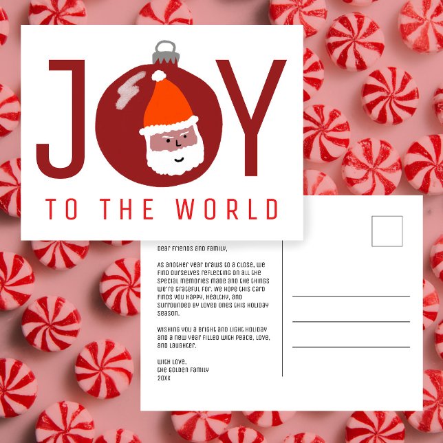 Cartão Postal De Festividades JOY Papais noeis Enfeites de natal Xmas (JOY Charming Santa Christmas Ornament Xmas Holiday Postcard
)