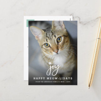 Cartão Postal De Festividades Joy Paw Imprime Pincel Script Dog Pet Foto Lover
