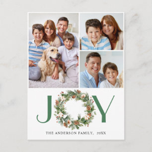 Cartão Postal De Festividades JOY Pine Cones Fir Wreath Natal 3 FOTO