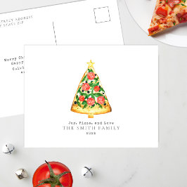 Cartão Postal De Festividades Joy Pizza Amor Árvore de Natal