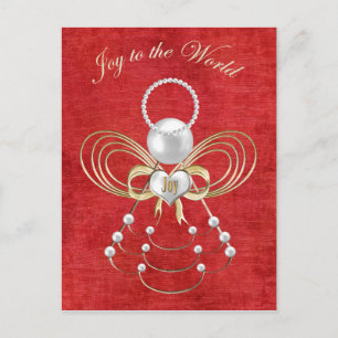 Cartão Postal De Festividades Joy to the World - Angel of Joy - Red