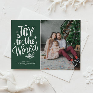 Cartão Postal De Festividades Joy To The World Christmas Carol Green Photo