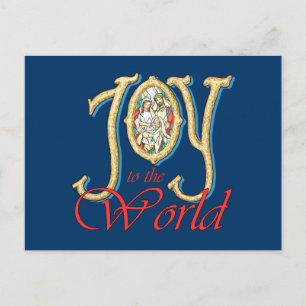 Cartão Postal De Festividades Joy to the World com a Natividade de Vidro Estreit