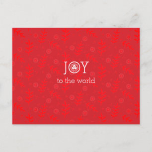 Cartão Postal De Festividades Joy to the World Red Ditsy