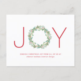 Cartão Postal De Festividades Joy Wreath Elegante Business Natal