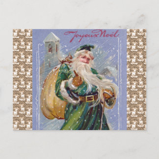 Cartão Postal De Festividades Joyeux Noel aka Feliz Natal Papai Noel Verde