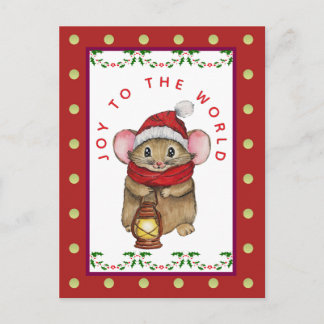 Cartão Postal De Festividades Joyful Christmas mouse greeting card