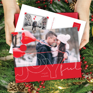 Cartão Postal De Festividades Joyful Lines Big Red Dot Modern Typografia Foto