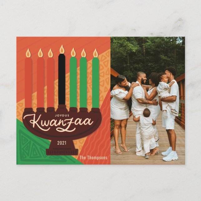 Cartão Postal De Festividades Joyous Kwanzaa Photo Holiday Design (Frente)