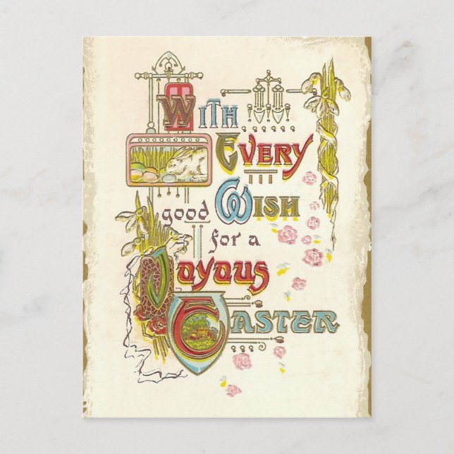 Cartão Postal De Festividades Joyous Páscoa (Frente)
