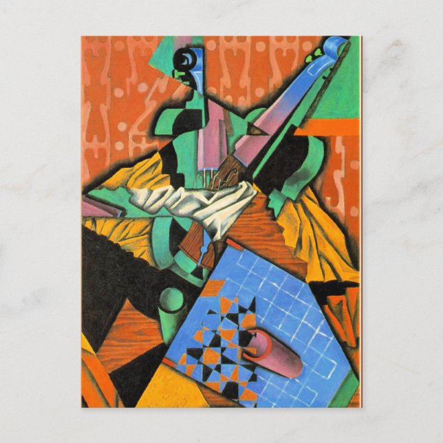 Cartão Postal De Festividades Juan Gris - Foto de violino e tabuleiro (Frente)