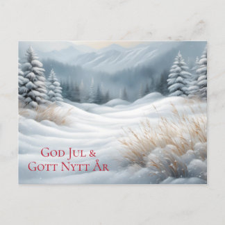 Cartão Postal De Festividades Julkort - Vackert vinterlandskap med snö