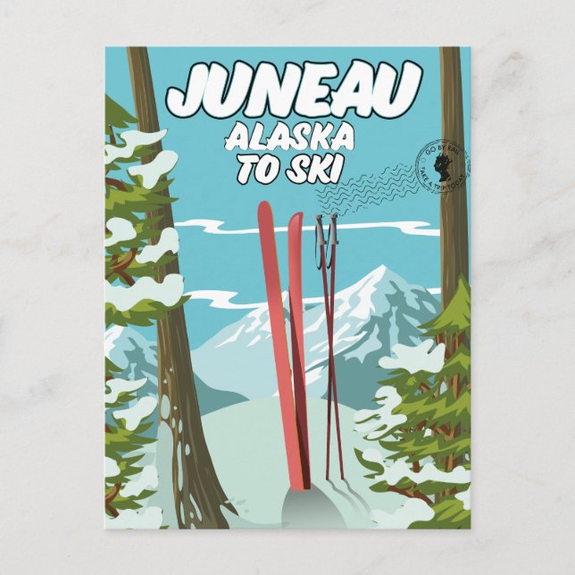 Cartão Postal De Festividades Juneau Alaska Para Ski (Frente)