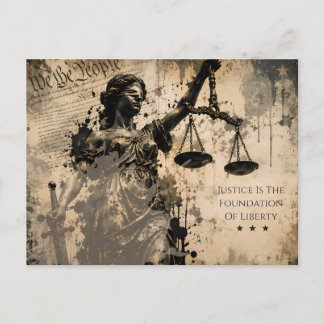 Cartão Postal De Festividades Justiça É A Fundação Da Liberdade Senhora Justiça