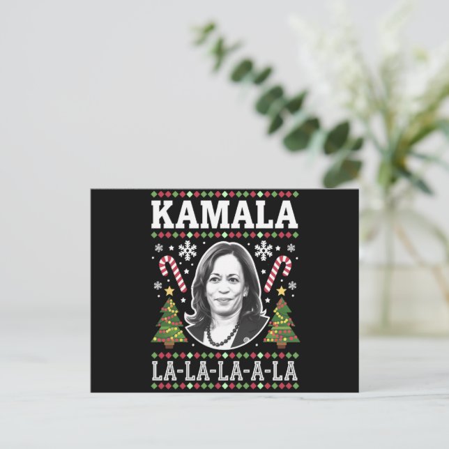 Cartão Postal De Festividades Kamala Harris Natal 2024 Comma La Xmas (Em pé/Frente)