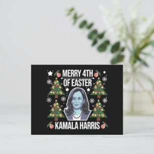Cartão Postal De Festividades Kamala Harris Natal Papai Noel Alegre 4º De Páscoa