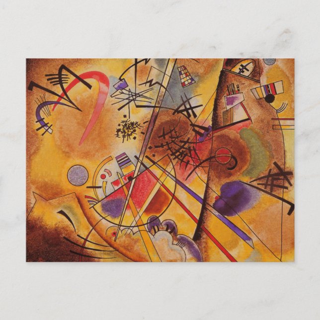 Cartão Postal De Festividades Kandinsky Brown Yellow Red Blue (Frente)