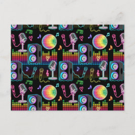 Cartão Postal De Festividades Karaoke Glow Singing Music Party