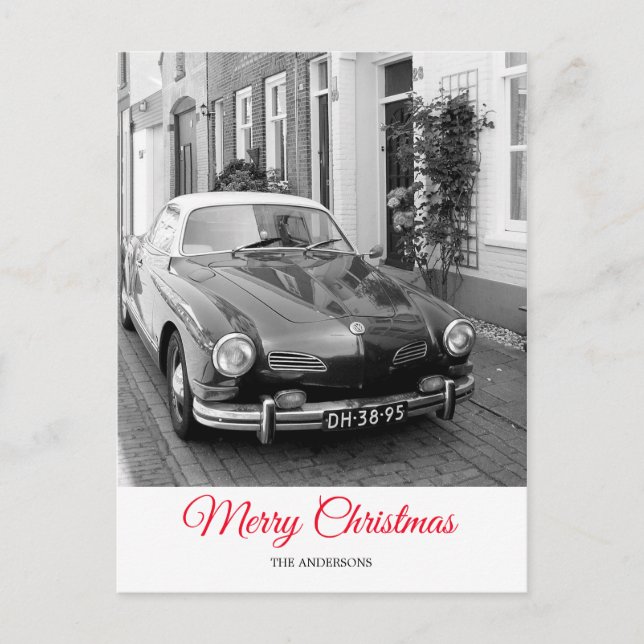 Cartão Postal De Festividades Karmann Ghia Carro Clássico Feliz Natal (Frente)