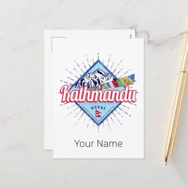 Cartão Postal De Festividades Katmandu Montanhas Nepal Retro Flagres Souvenir (Frente/Verso In Situ)
