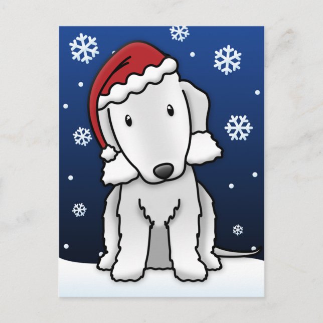 Cartão Postal De Festividades Kawaii Bedlington Terrier Christmas Postcard (Frente)
