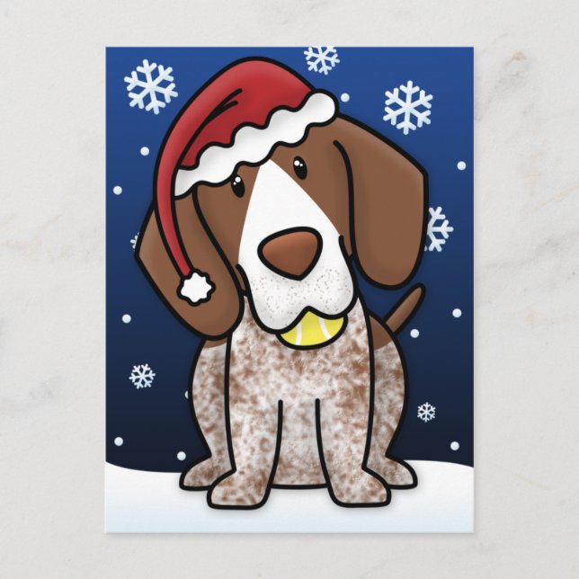 Cartão Postal De Festividades Kawaii German Shorthair Pointer Christmas Postcard (Frente)