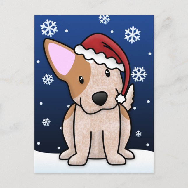 Cartão Postal De Festividades Kawaii Red Heeler Christmas Postcard (Frente)