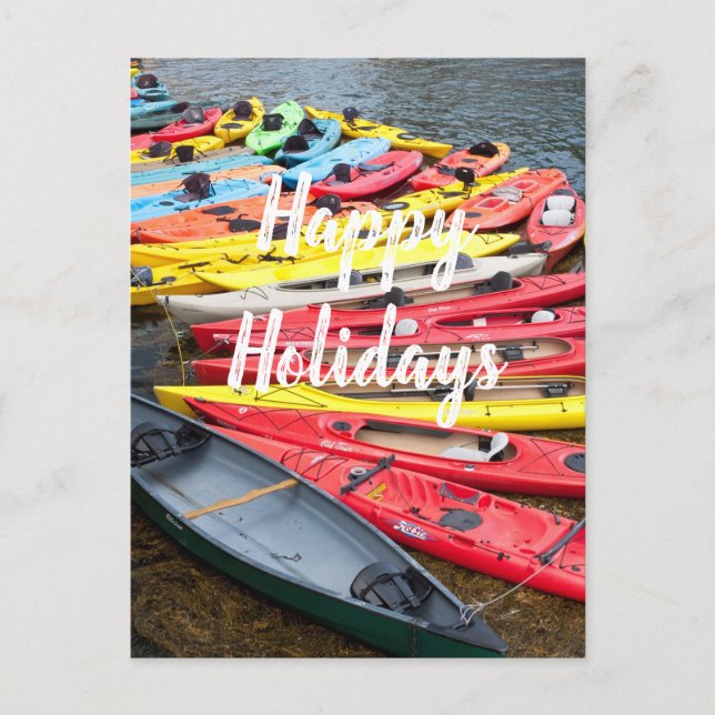 Cartão Postal De Festividades Kayaks Coloridos, Feriados Felizes (Frente)