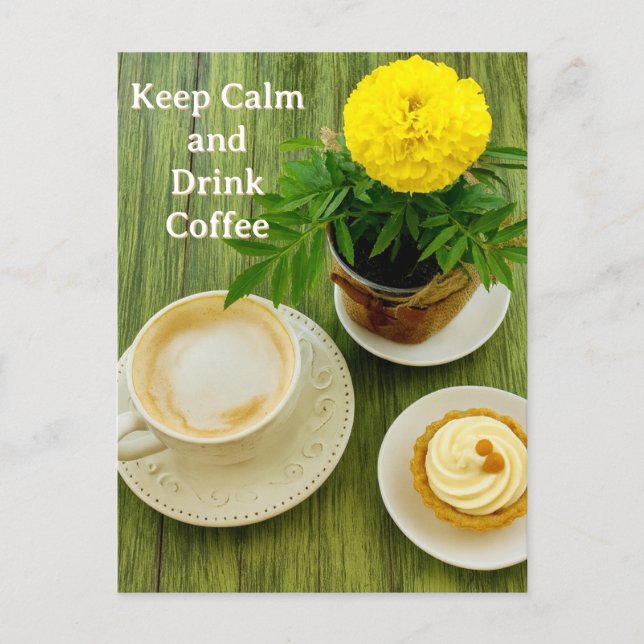 Cartão Postal De Festividades Keep Calm and Drink Coffee Postcard (Frente)