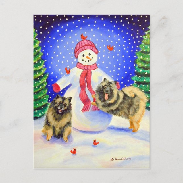 Cartão Postal De Festividades Keeshond Christmas Postcards (Frente)