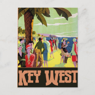 Cartão Postal De Festividades Key West Florida Viagem Vintage Trabalho de arte