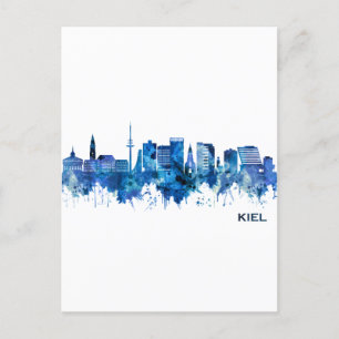 Cartão Postal De Festividades Kiel Alemanha Skyline Azul