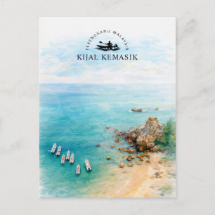 Cartão Postal De Festividades Kijal Kemasik Terengganu Malásia Aquarela
