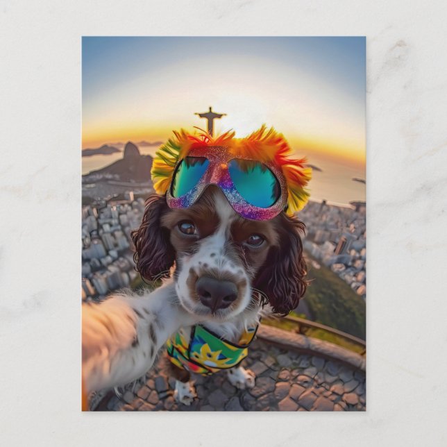 Cartão Postal De Festividades King Charles Cocker Spaniel in Brazil (Frente)