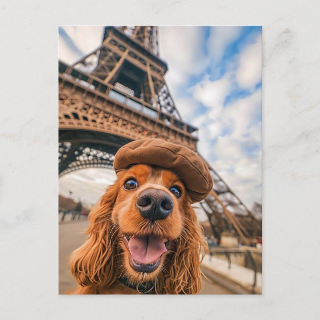 Cartão Postal De Festividades King Charles Cocker Spaniel in Paris (Frente)