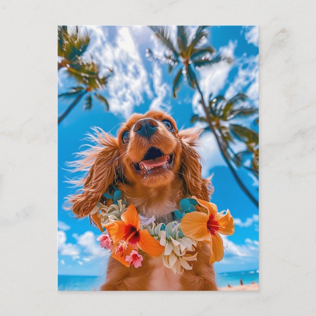 Cartão Postal De Festividades King Charles Cocker Spaniel tira selfies pela inte (Frente)