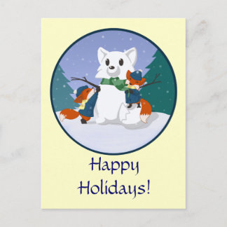 Cartão Postal De Festividades Kitsune Snow Day Postcard