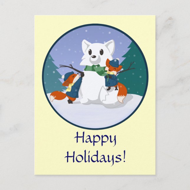 Cartão Postal De Festividades Kitsune Snow Day Postcard (Frente)